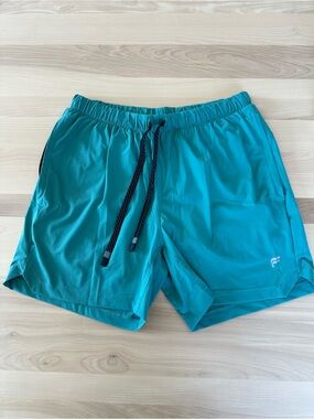 Fabletics Teal Athletic Shorts with Drawstring Size Medium